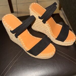 Black Wedge Sandals